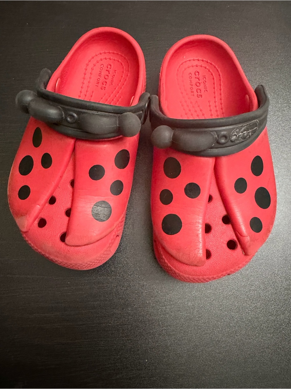 CROCS Kids Red and Black Ladybug Clog Sandals